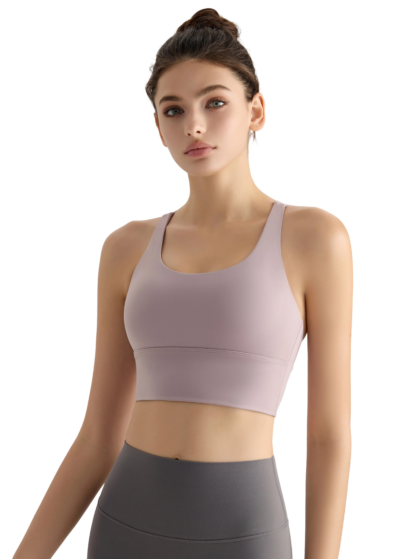 Sujetador deportivo Weiman con copa fija integrada, a prueba de golpes, con espalda cruzada, estilo largo, para fitness y deportes.