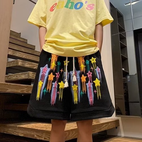 Summer casual men's fashion brand Ins loose casual trendy outerwear mid-pants versatile Korean style five-pocket pants