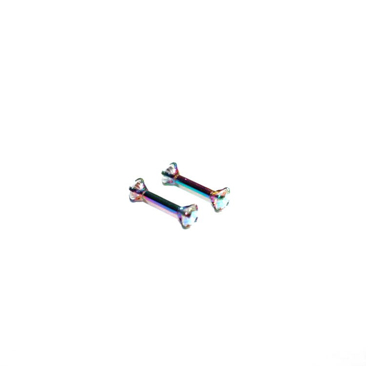 G23 Titanium Double Head Claw Set CZ Straight Barbell Eyebrow Piercing Jewelry detail image 18