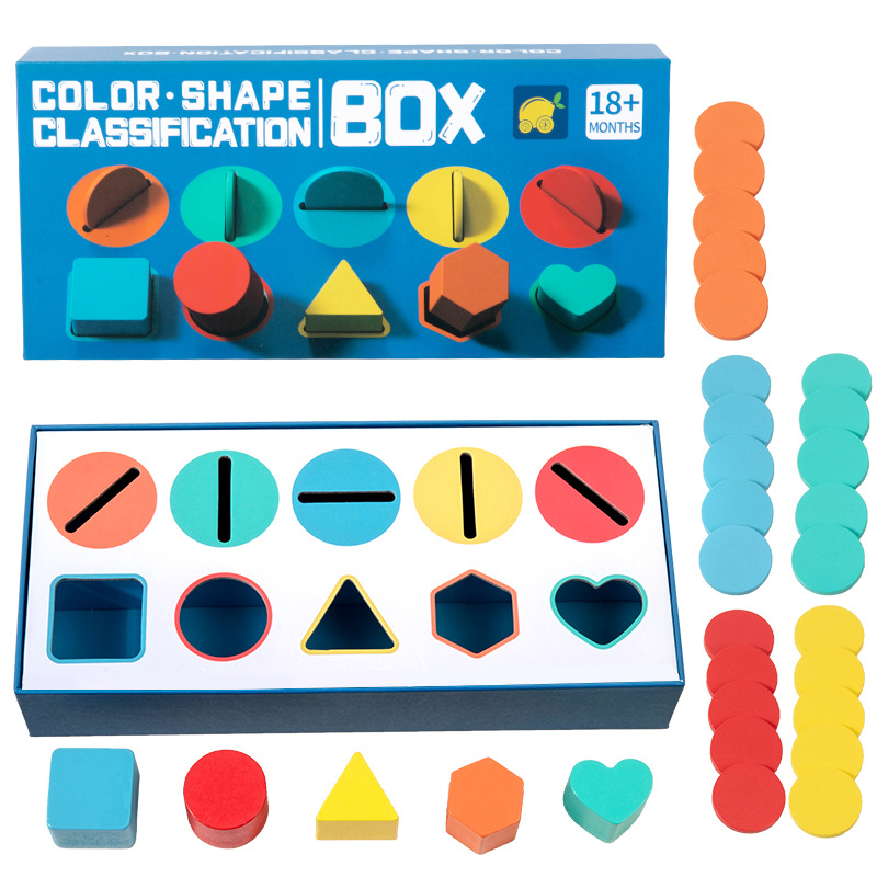 Juego de combinación de formas de rompecabezas para niños, clasificación cognitiva geométrica de color, entrenamiento de coordinación mano-ojo, juguetes interactivos entre padres e hijos