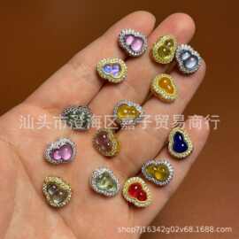 铜电镀金色背云葫芦锆石镶嵌镂空通孔彩色diy手串项链饰品配件