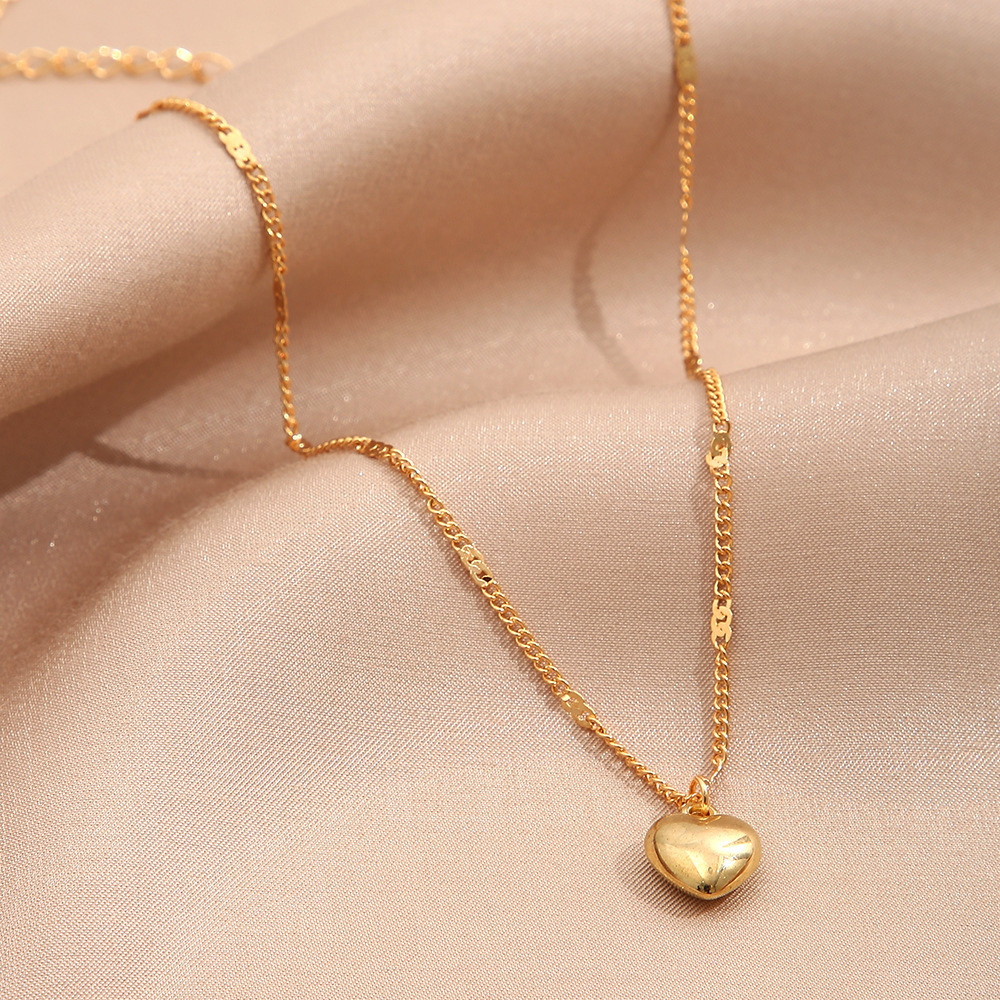 Simple Style Heart Shape Alloy Plating Necklace
