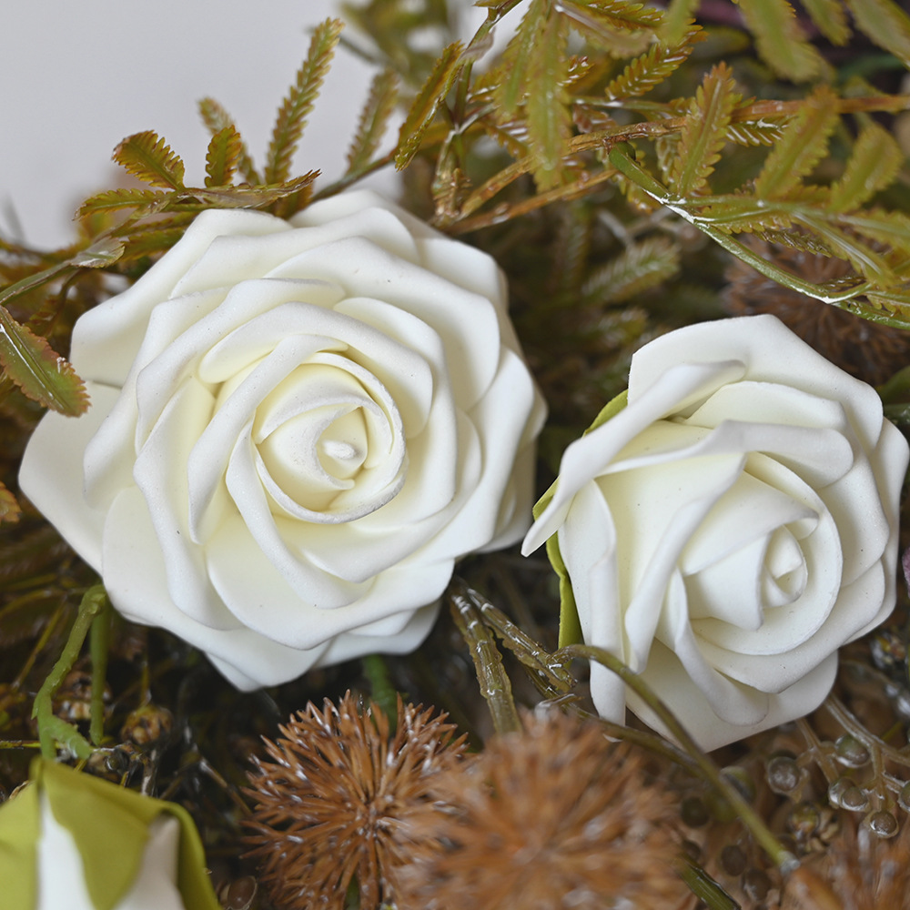 2025 explosión de comercio exterior de alto nivel europeo retro imitación de rosas secas quemadoras de mano decoración del hogar al por mayor adornos de ramo