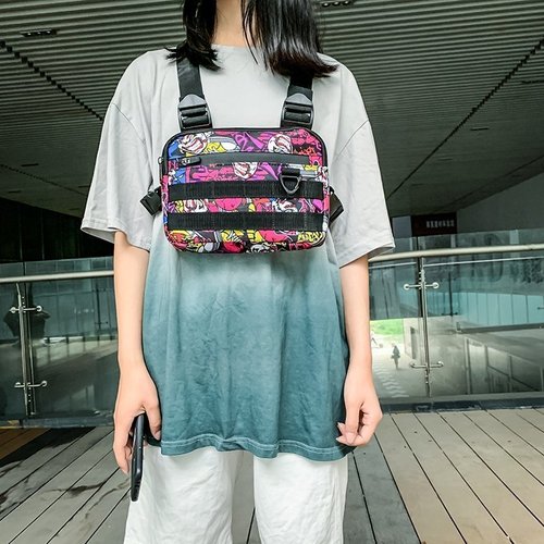 Cross-border chest bag men's trendy new tactical chest bag camouflage bag trendy street dance multi-functional chest vest backpack