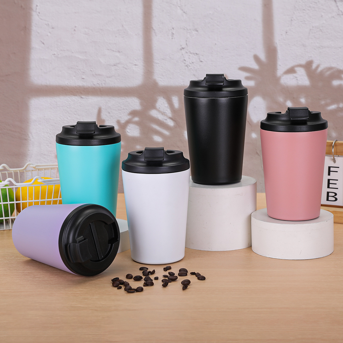 Nuevo taza de café de acero inoxidable al vacío transfronterizo taza de café portátil al aire libre taza aislante de agua de café