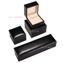 钻石戒指盒吊坠项链耳坠手镯手链盒珠宝包装盒黑色PU皮盒现货