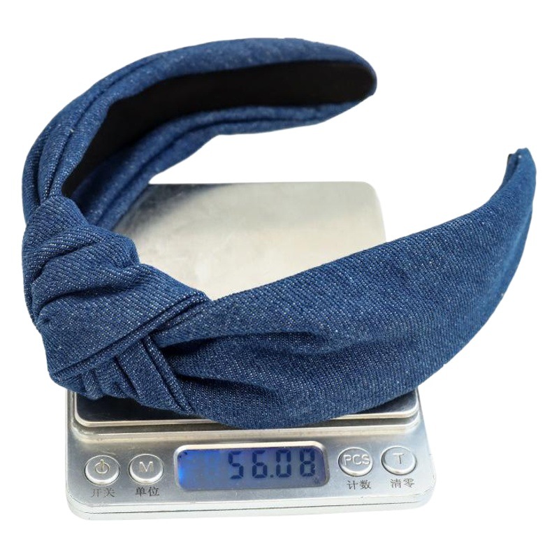 Estilo europeo y americano transfronterizo nueva diadema moda tela de mezclilla nudo medio horquilla diadema chica de salida tocado accesorios para el cabello