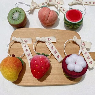 Wool felt poking music handmade diy homemade blessing fruit watermelon car hanging bag pendant material bag boyfriend gift
