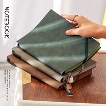 A5复古软皮本羊巴皮斜绑带本本子工作办公商务会议可定制记事本