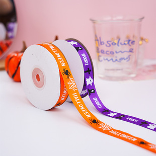 Cross-border New Product 2022 Spot Festive Atmosphere Decorative Ribbon Halloween Ribbon Gift Packaging Ribbon 25 Yards