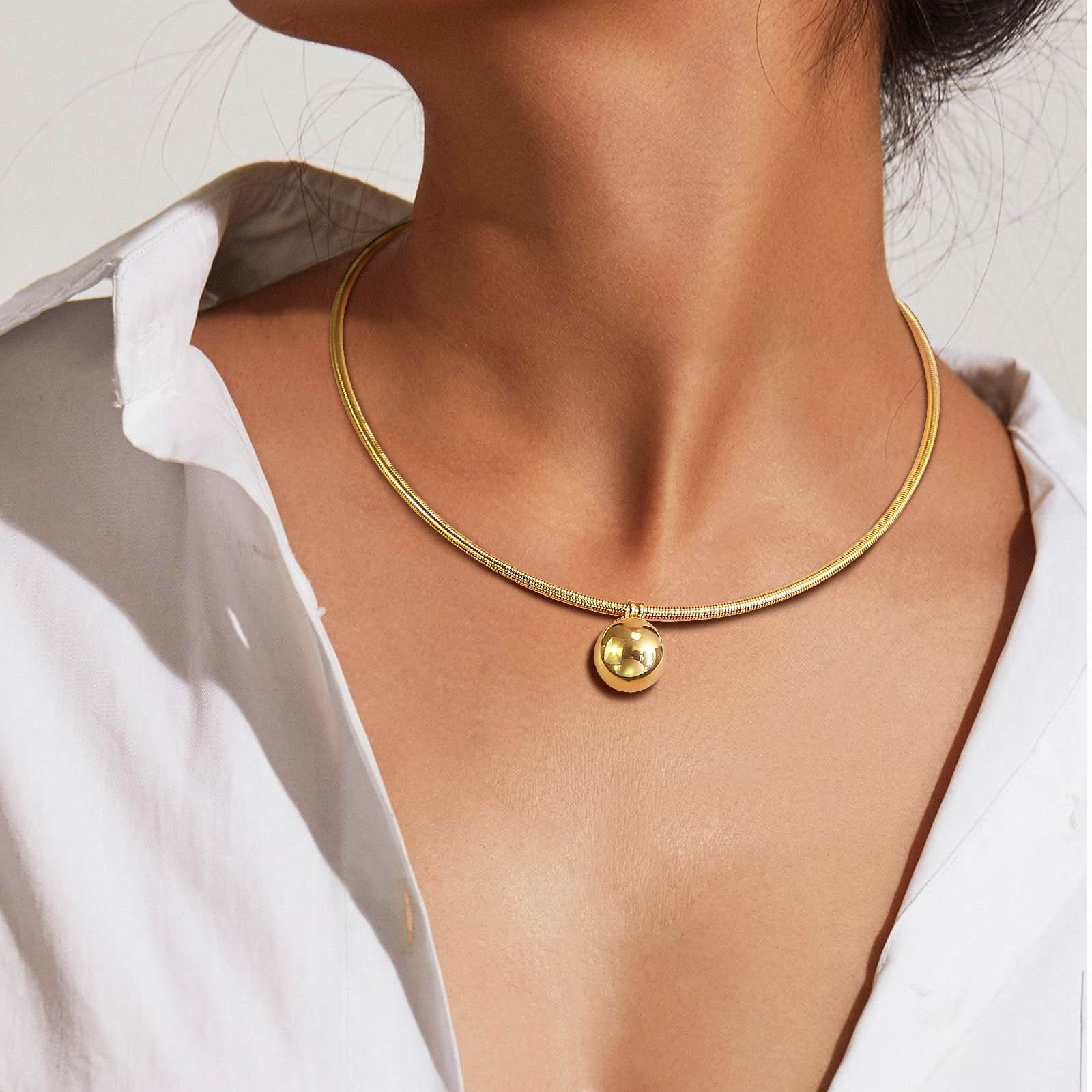 16g Weight Wholesale Jewelry Simple Style Classic Style Solid Color 201 Stainless Steel Choker