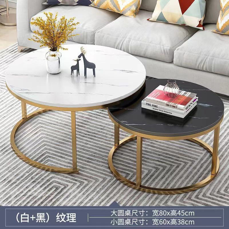 茶几轻奢现代小户型客厅家用圆形桌简约大理石is意式创意铁艺茶桌|undefined