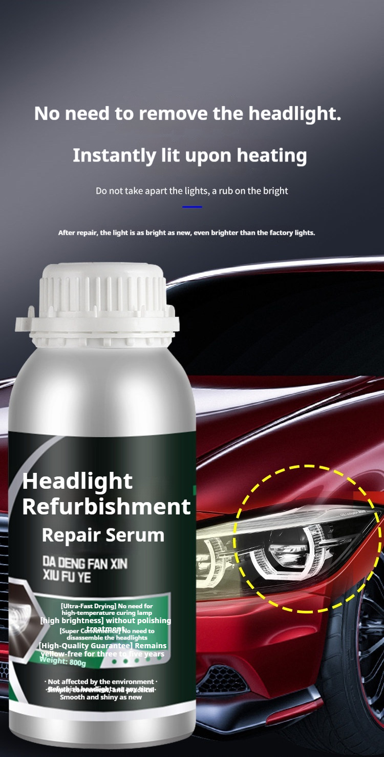 Cross-Border Special Supply Car Headlight Refurbishment Repair Fluid Tool Kit for Cleaning Scratches and Yellowing on Car Lights, Quick Brightening Coating