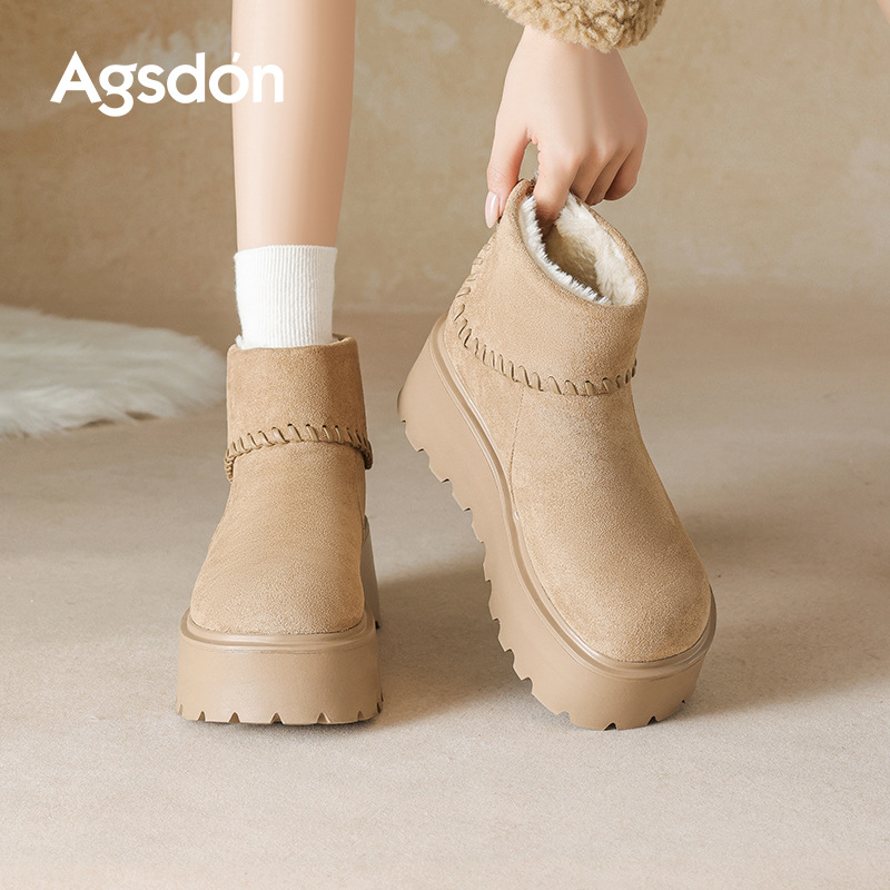 Botas de nieve de fondo grueso para mujeres 2025 nuevas botas cortas de invierno de lana gruesa Burken para usar zapatos de algodón de alto rendimiento