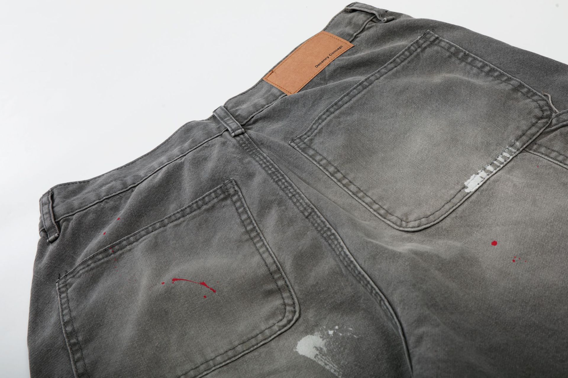 Men's Wide Leg Jeans High Street Style Z059 Whisker Texture Artificial Paint Splatter Design_mkmklike.com