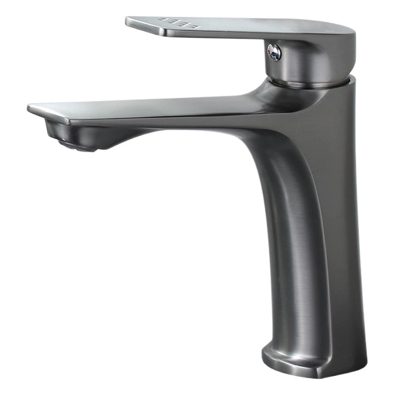 Смеситель для раковины из мелкодисперсной меди цвета оружейной стали, для ванной комнаты, с одним отверстием, для горячей и холодной воды