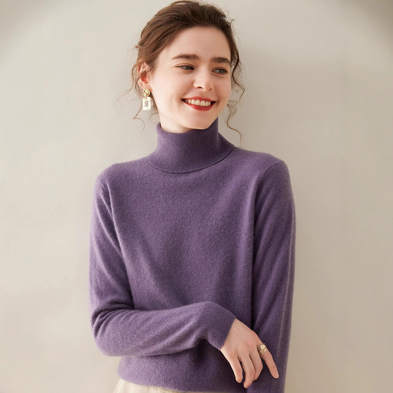 Early Autumn High Lassel Simple Solid Color Women's Pullover Cashmere Base Slimming Commuter Classic Basic Knitted Sweater Early Autumn High Lassel Simple Solid Color Women's Pullover Cashmere Base Slimming Commuter Classic Basic Knitted Sweater