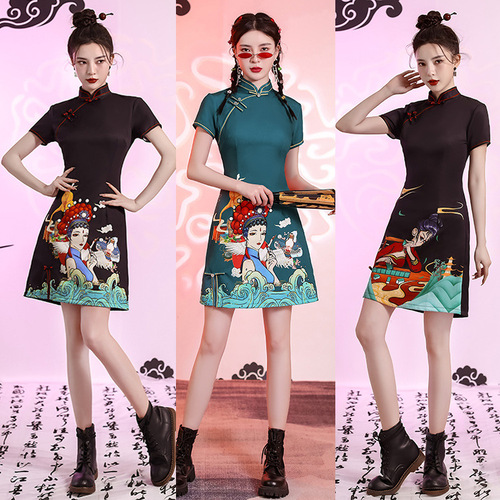 Chinese dress young girl Retro Chinese Dresses Qipao Side slit Asian Theme Party Cosplay Dresses for women girls