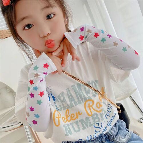 Children's summer ice sleeves, cute arm sleeves for babies, thin ice silk sun protection sleeves for girls, sun protection sleeves for boys