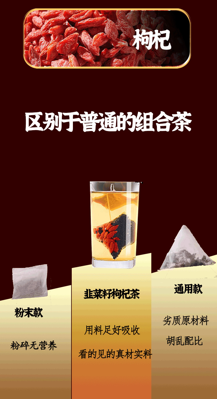Chive Seed Goji Tea Jiu Cai Zi 26-Herb Men's Tea 50 Teabags Hot Brew quality and texture