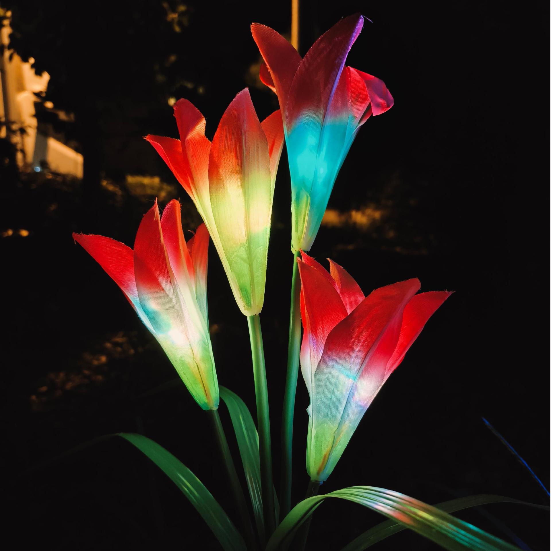 lámpara de lirio al aire libre lámpara solar LED simulación lámpara de césped decorativa de jardín