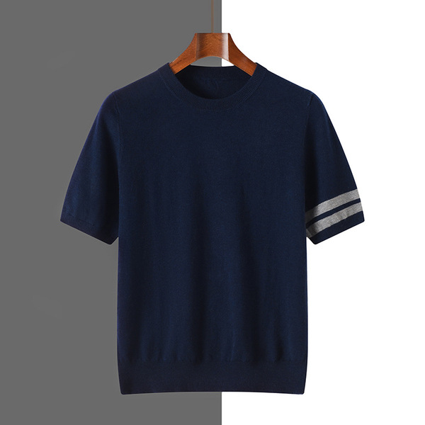 Summer silk woolen knitted T-shirt for leisure