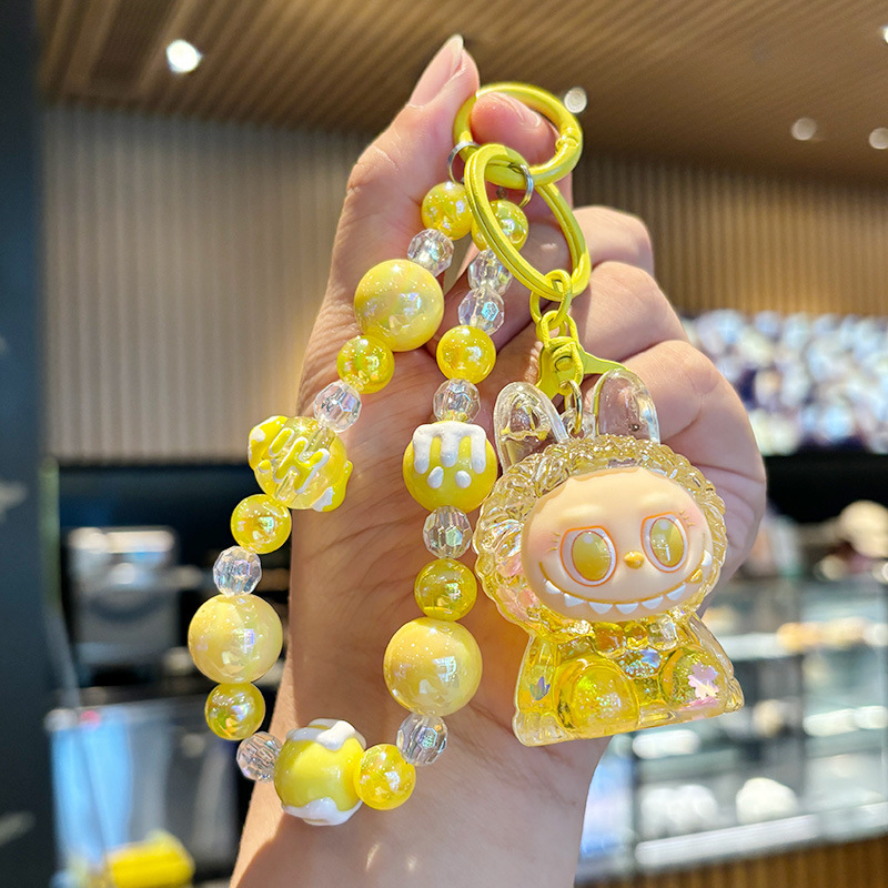 水晶入油流沙瓶拉布布钥匙扣女生背包挂饰串珠手机链条挂件精品店|undefined