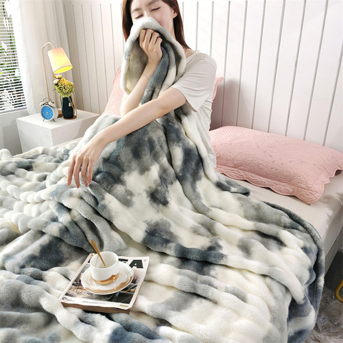 Rabbit Fleece Blanket Air Conditioner Blanket Gift Throw Pillow Bubble Fleece Cover Blanket Direct Sale Super Soft
