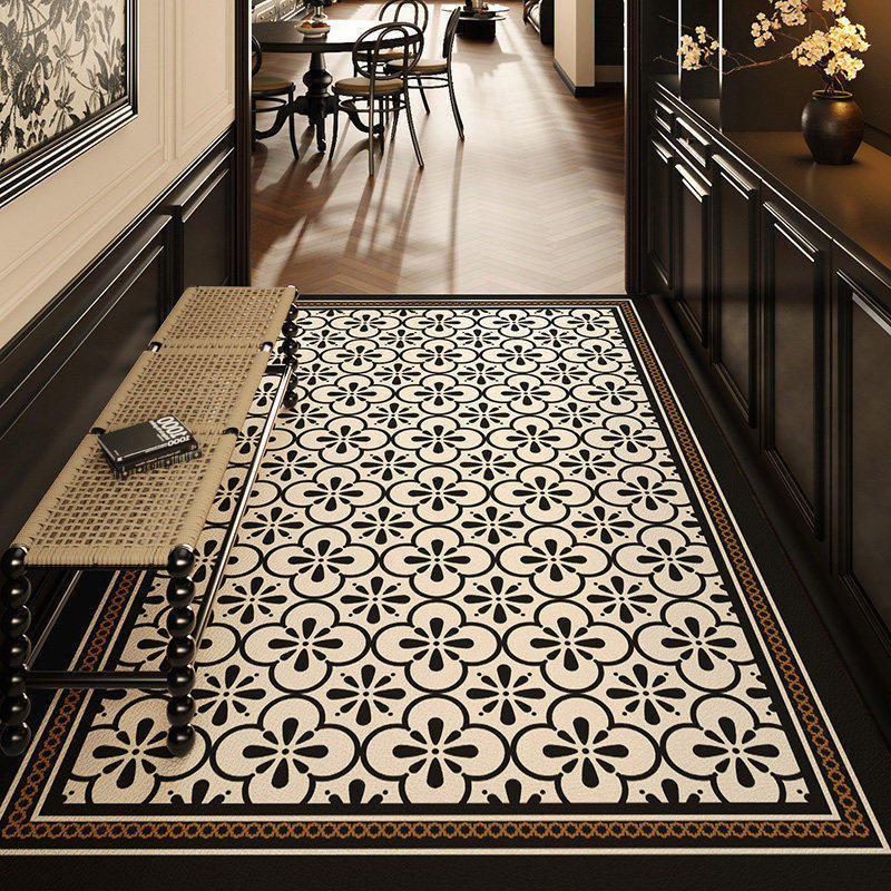 Diatom Mud Retro Patterned Entrance Mat, Stain-Resistant and Non-Slip, Bathroom Water-Absorbing Quick-Dry Foot Mat, Kitchen Wear-Resistant Non-Slip Mat