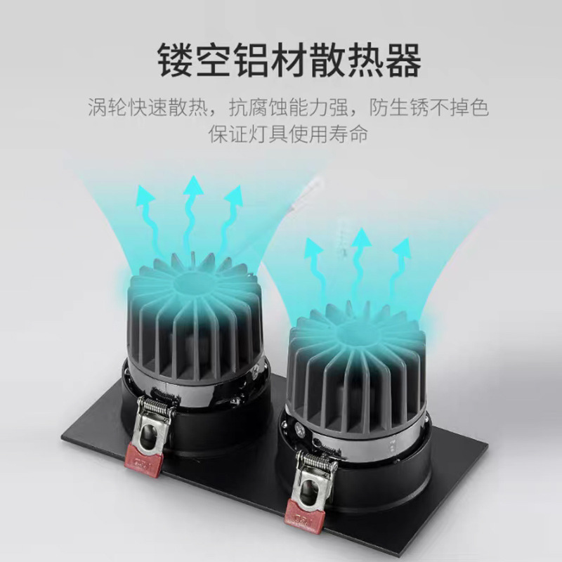 Spotlight comercial incrustado LED parrilla lámpara techo downlight rejilla cuadrada cob simple doble triple cabeza lámpara biliar