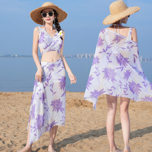 Bohemian Island Swimsuit Women's Bikini Bikini Split Three-Piece Seaside Resort Hot Spring Sexy Swimsuit