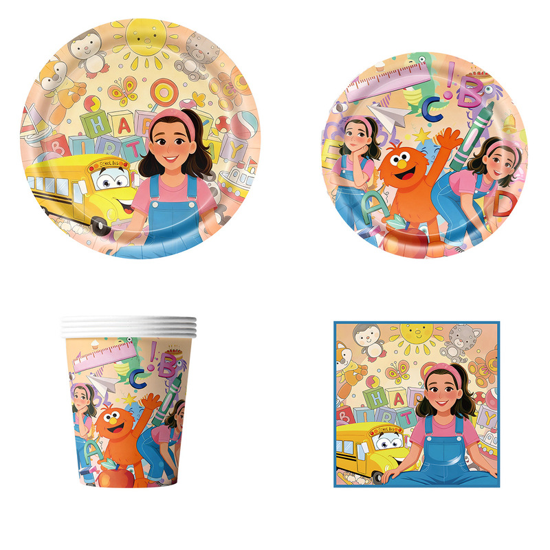 Cross-border English Teacher Rachel Tableware Set Birthday Party Disposable Paper Plates Paper Cups Paper Napkins Party Decoration Cross-border English Teacher Rachel Tableware Set Birthday Party Disposable Paper Plates Paper Cups Paper Napkins Party Decoration