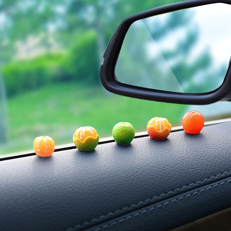 Decoración del automóvil pequeña naranja lindo mini espejo retrovisor decoración de consola interior