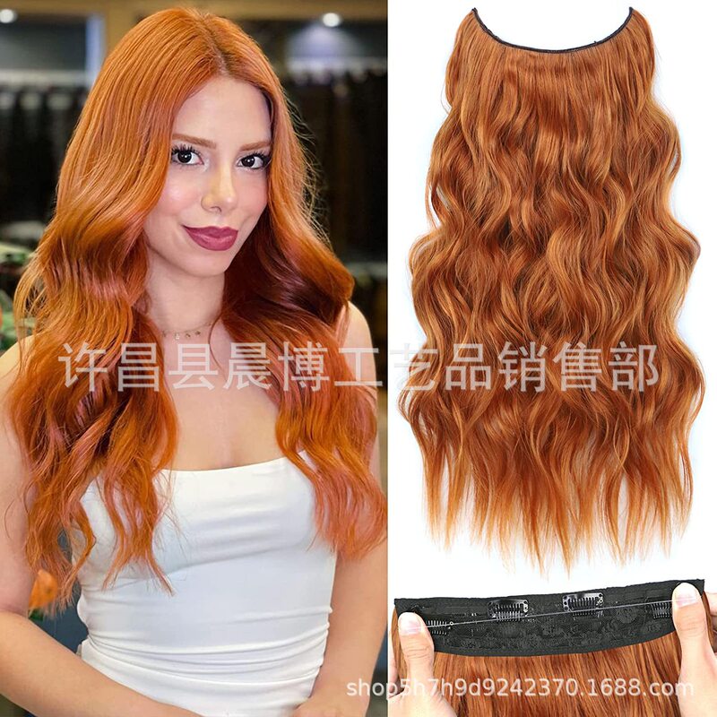 Wig factory wholesale generation hair Women's fishing line hair natural high temperature silk wig piece real hair extension headgear brand Addition