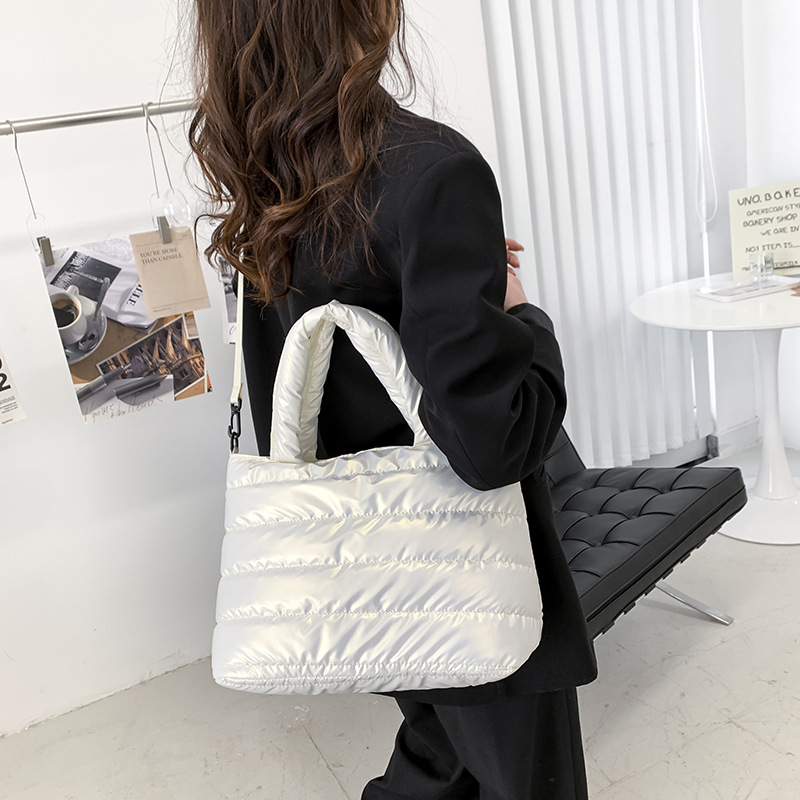 Bolso de algodón para mujer, estilo nuevo transfronterizo, bordado, de algodón espacial, bolso de hombro, bolso cruzado informal brillante y moderno para mujer