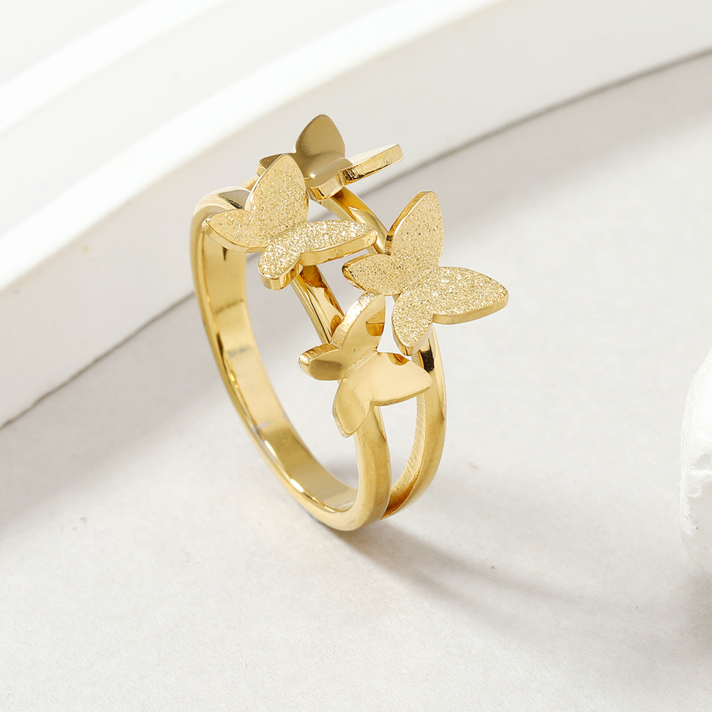 1 Piece Quantity Daily Occasion Stainless Steel Lady Butterfly Plating Rings