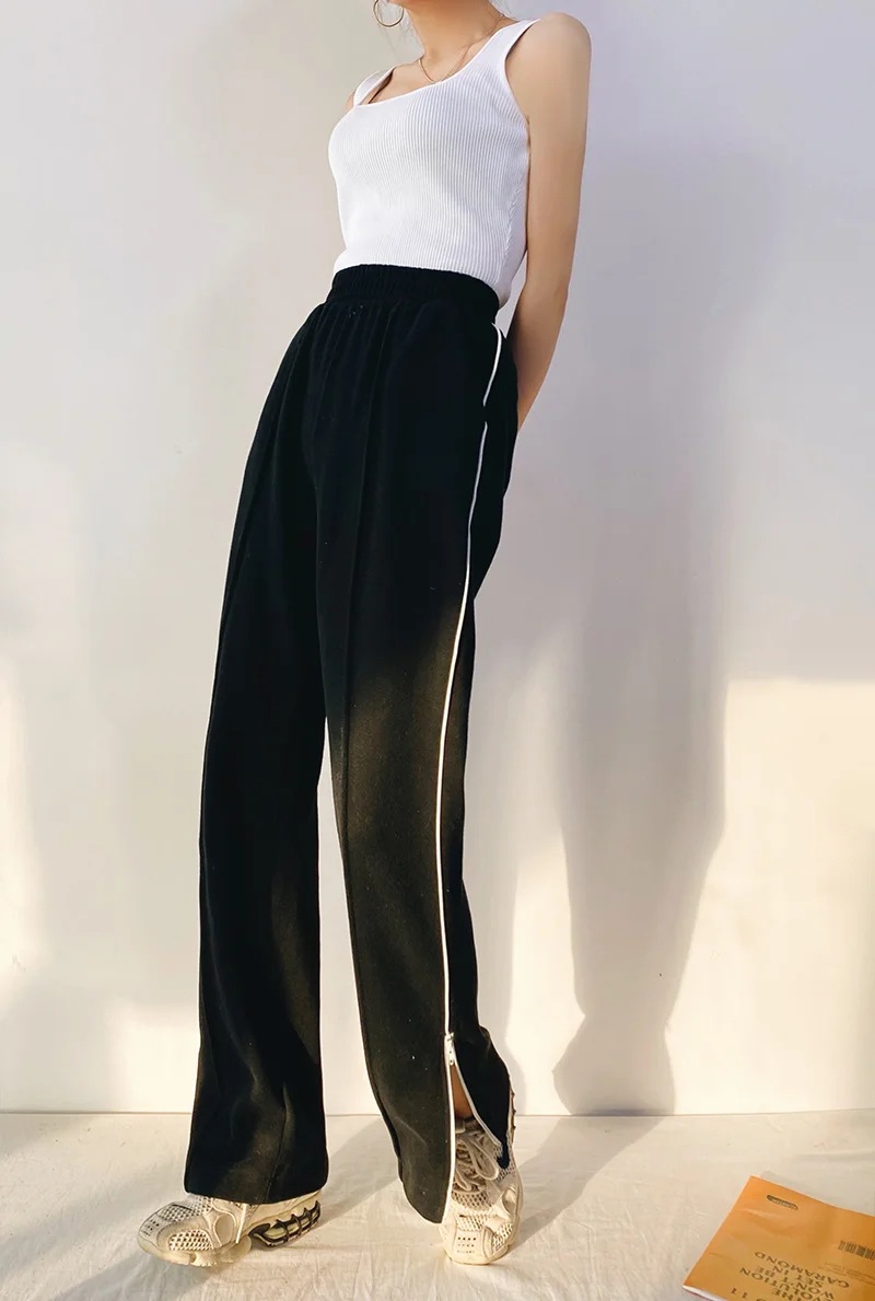 zipper wide leg sweatpants  NSAC28672