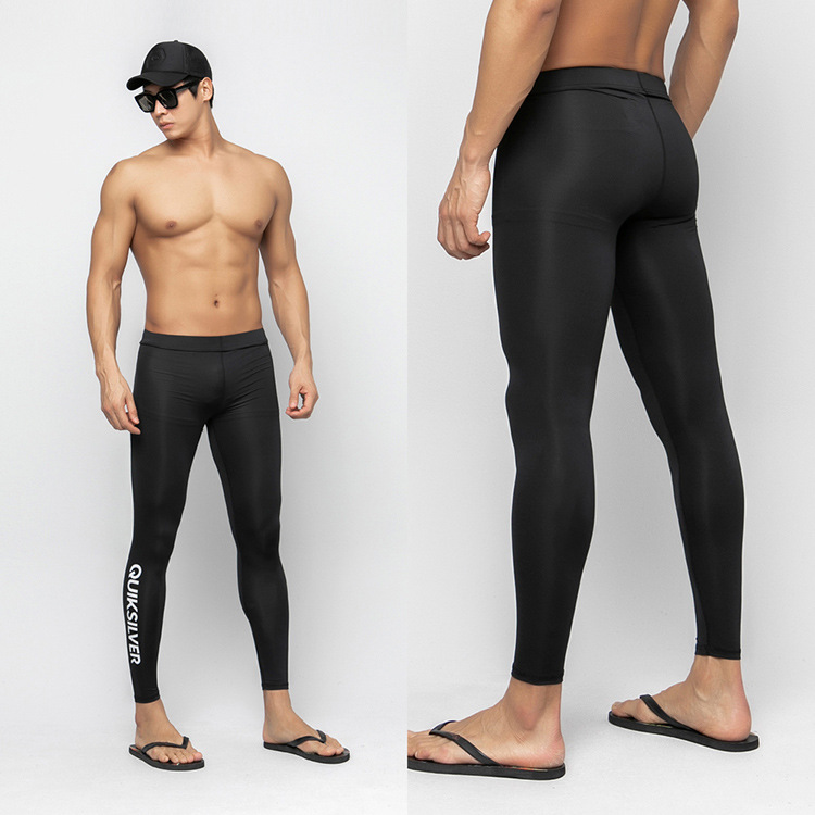 Cross-border Beach Suit Black Trousers Seaside Surfing Casual Snorkeling Underwater Elastic Tight Warm Sun Protection Men's Swimming Trunks