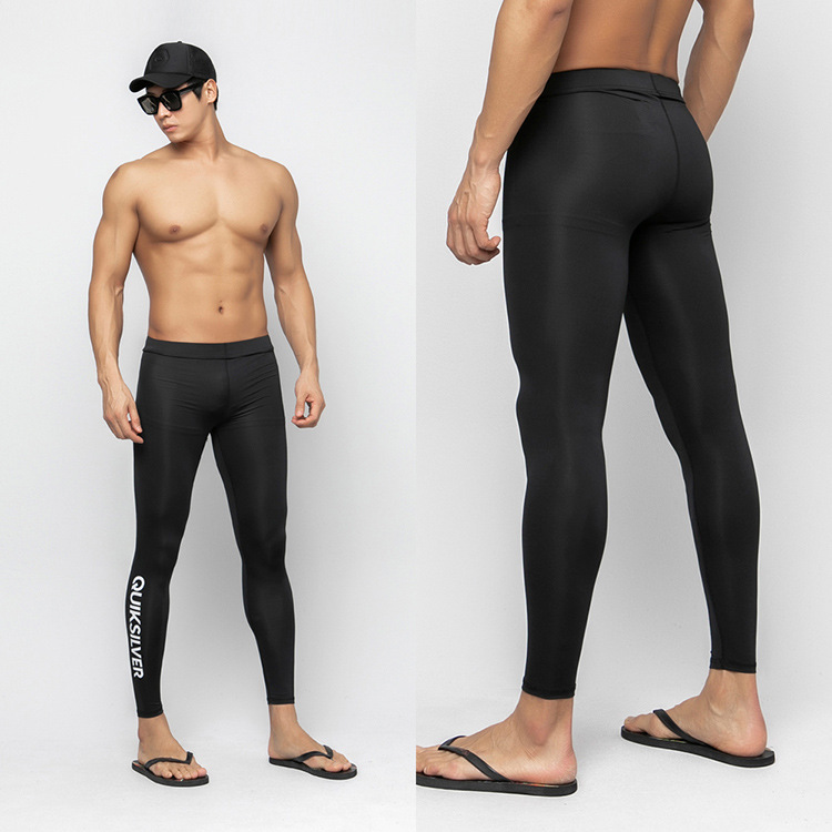 Cross-border Beach Suit Black Trousers Seaside Surfing Casual Snorkeling Underwater Elastic Tight Warm Sun Protection Men's Swimming Trunks
