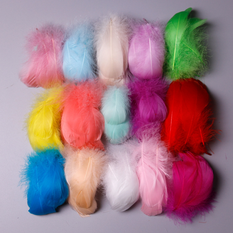 in stock supply color goose feather 6-12cm floating feather dream catcher feather lamp wave ball feather