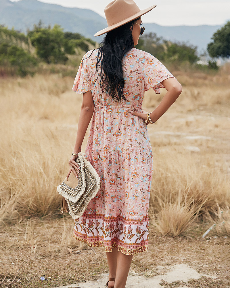 Vestido estilo festivo con cintura de temperamento y cuello en V NSKA39131