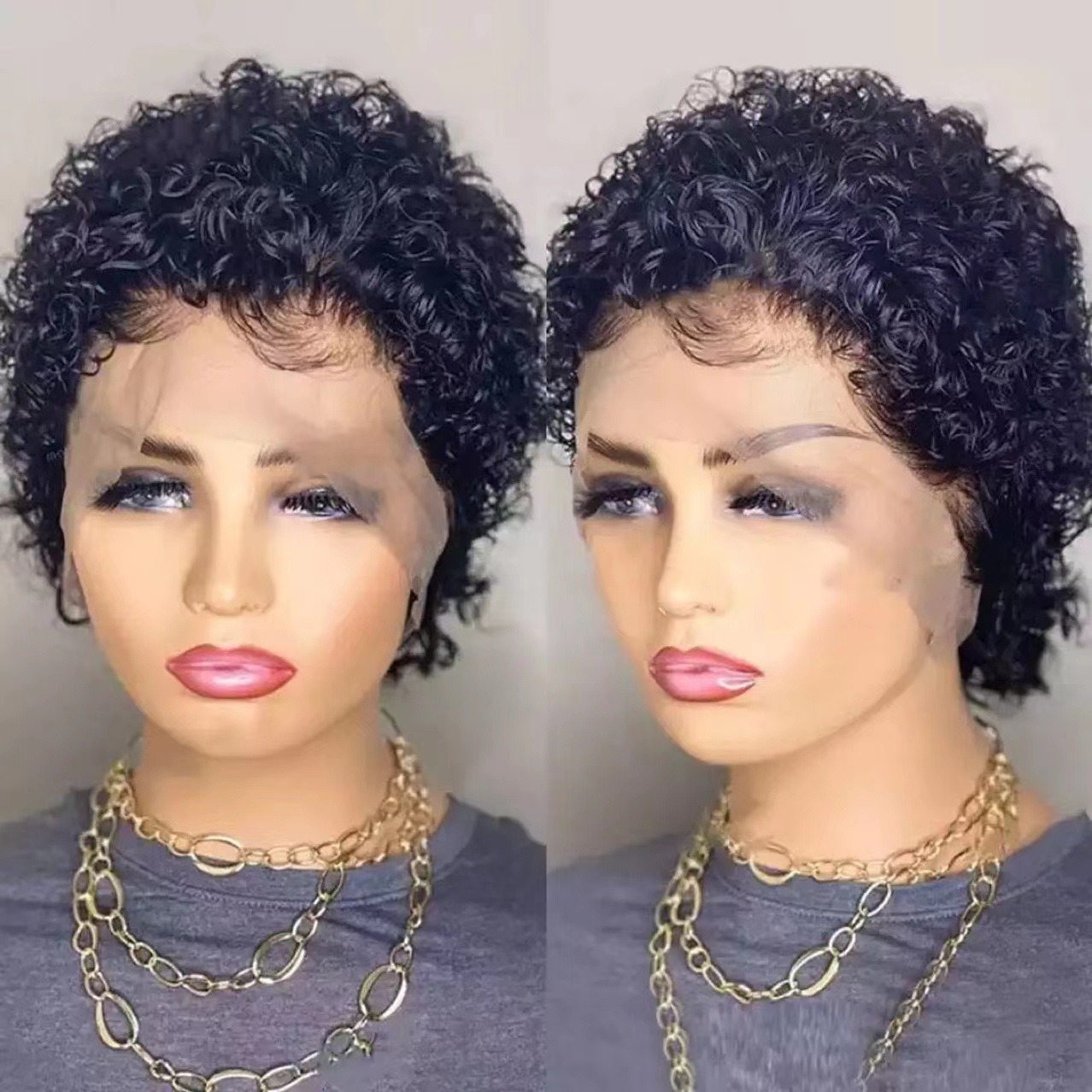 Nuevos productos europeos y estadounidenses para mujeres en la mitad de la pelucas negras pequeñas pelucas cortas pelucas de fibra química de seda de alta temperatura para mujeres