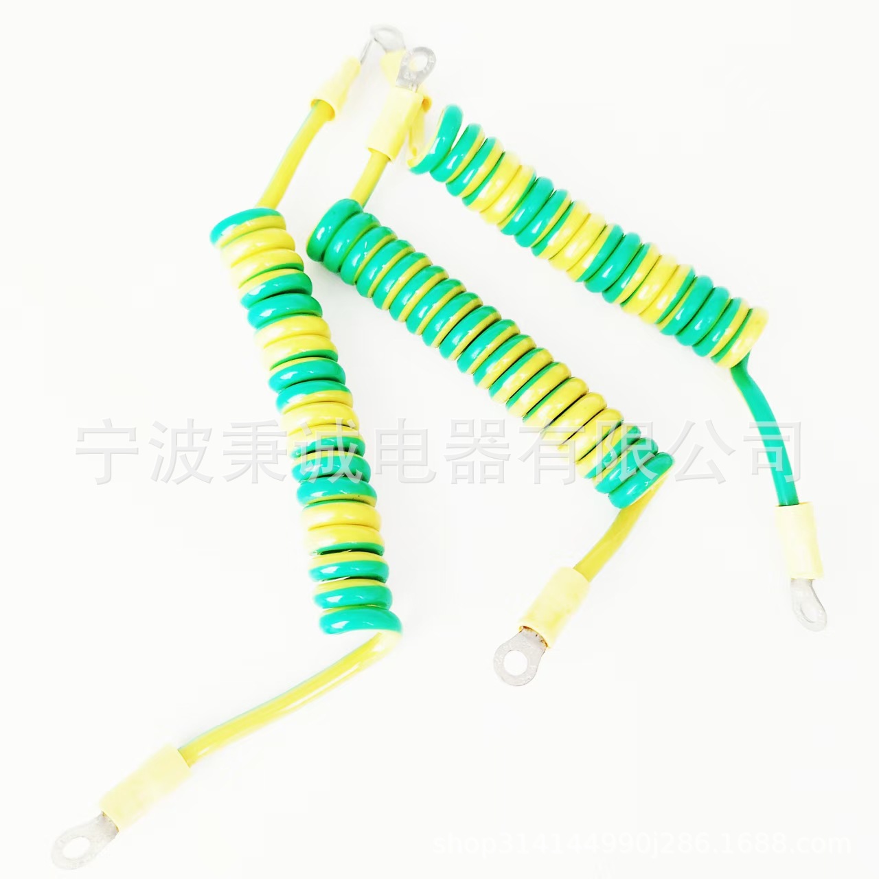 定制配电箱防静电黄绿接地线PU双色单芯弹簧线桥架使用连接螺旋线
