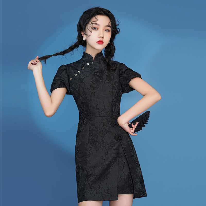 Real shot Chinese style three-dimensional Heavy Jacquard weave Improvement cheongsam Self cultivation Dress Waist