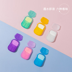 Portable travel size scented soap sheets with 20 pieces, ideal for students and children, in a mini box