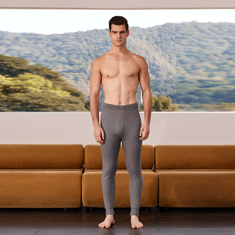 Quần len cashmere lót lông cừu dày ấm mùa đông Hengyuanxiang — màu xám của nam giới