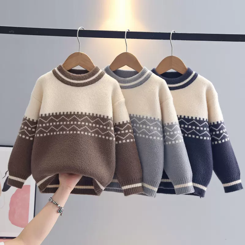 源头工厂现货批发男童针织衫秋冬新款男孩套头儿童毛衣打底衫线衣
