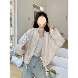 棒球服外套女2025春秋亮片高级感短款中式国风盘扣小个子夹克上衣