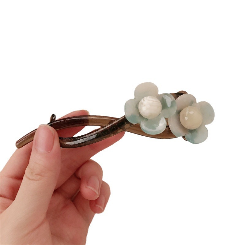 Retro temperamento flor una palabra clip de cabello para mujeres 2024 nuevo disco de cabeza atrás clip de agarre clip de torsión clip de cabello tocado clip de cabello