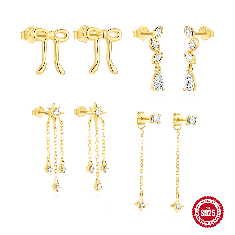 Pendientes de lazo de plata de ley S925 nuevos Pendientes de perforación de orejas de temperamento de nicho natural y exquisito de alta gama